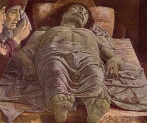Mantegna: Cristo morto, cm. 66 x 81, Pinacoteca di Brera, Milano.